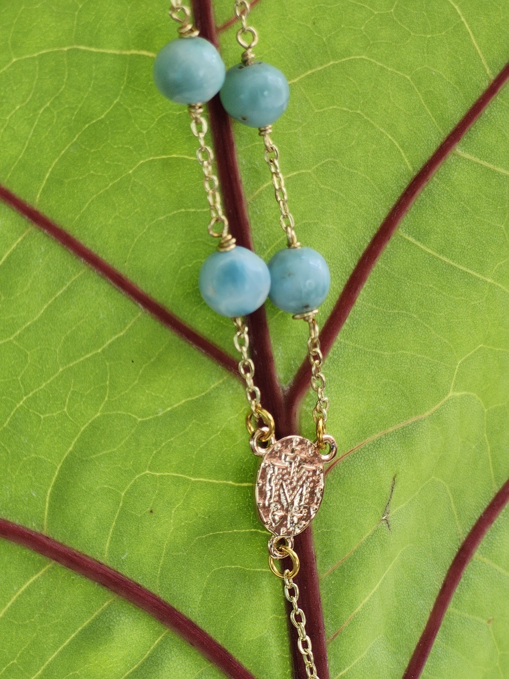 Gold Chain Necklace with Turquoise Beads